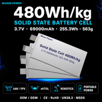 Batterie Lipo pour drones UAV, cellule en sachet 480Wh/kg 3.7V 69000mAh en silicium-carbone (SiC) 36Ah/40Ah/69Ah/80Ah, batterie à semi-conducteurs