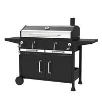Grande table d'appoint à charbon de bois de haute qualité chariot à gril robuste Barbecue grilles en verre enduit de poudre pour les fêtes en plein air