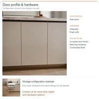Meuble de cuisine en acrylique au design minimaliste, aménagement en îlot, rangement par tiroirs, boîtes de rangement en MDF et unités sur mesure