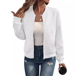 TKS Europa América Otoño Nuevo Abrigo Casual con Cuello de Botones y Cremallera Geométrica para Mujer. - Product Image 2