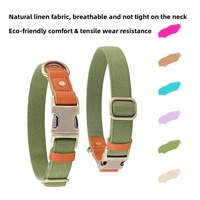 Collier pour chien en chanvre naturel classique élégant réglable, durable, à libération rapide, respirant, avec patch en cuir souple, pour petits et grands chiens