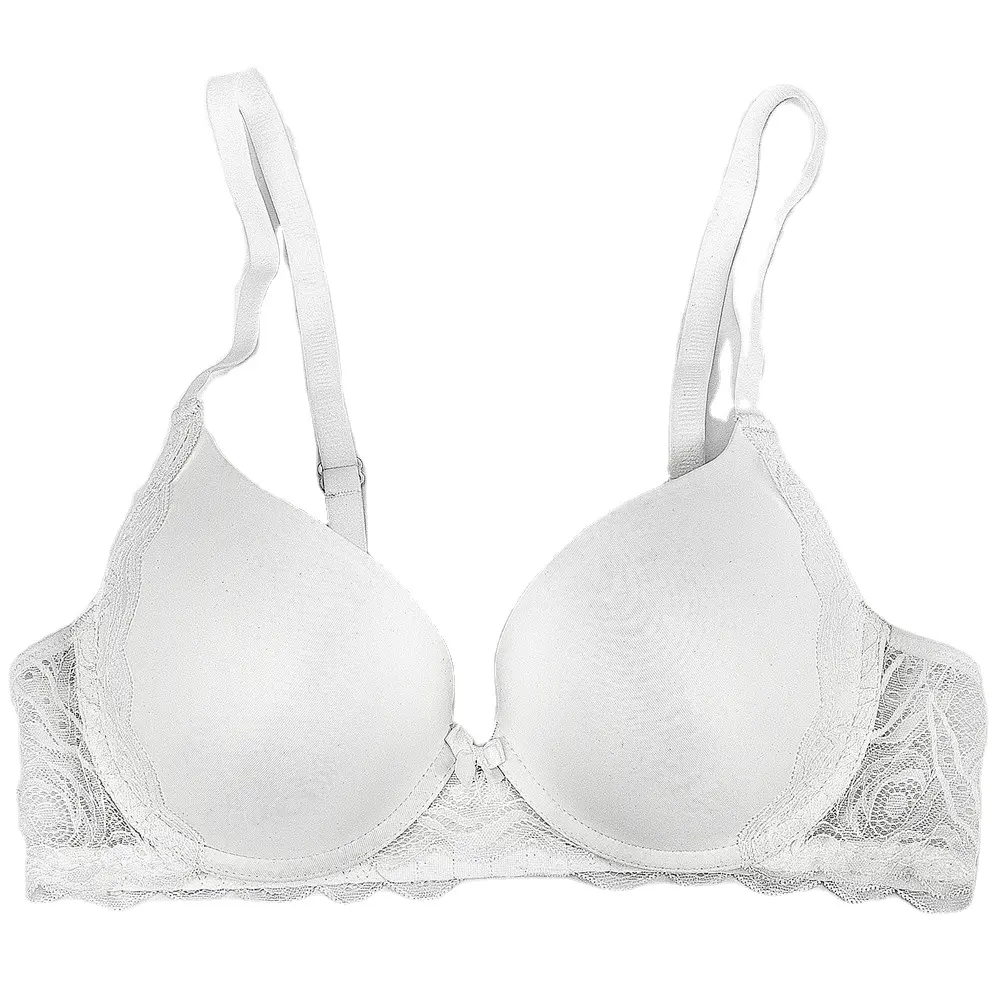 Soutien-gorge push up en dentelle sexy à armatures de bikini blanc solide à armatures avec éponge ajustée à large bande moulée à bonnet souple nouveau