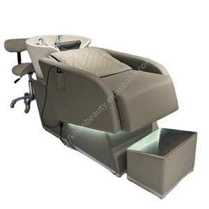 Fauteuil de lavage de cheveux Kisen confortable en cuir PU pour hommes et femmes, design moderne, avec bac à shampoing - Product Image 1