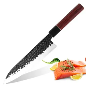 8-Inch Forged Pro 3 layers 5CR15MOV Clad Steel Meat Vegetable Sushi Gyuto Cutting Cleaver Kitchen Chef Knife