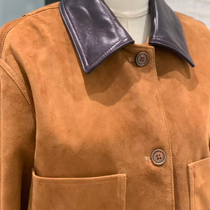 Veste en cuir véritable pour femme, manteau en cuir de mouton, veste en daim pour femme - Product Image 4