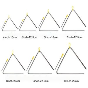 Meilleur prix de gros 4/5/6/7/8/9/10 pouces <span class=keywords><strong>Instrument</strong></span> de percussion en acier triangulaire avec marteau - Product Image 2