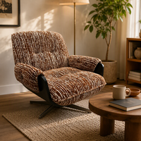 Fauteuil de détente moderne en lin, dossier capitonné en éponge douce, pieds en métal, fauteuil inclinable pour salon, hôtel, villa