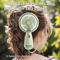 Ventilateur portable LED rechargeable avec trois vitesses et batterie intégrée pour usage hôtelier