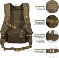 Mini sac à dos tactique d'assaut avec fermeture éclair MOLLE en nylon Oxford et PU pour les voyages en plein air, l'école, le sport, la randonnée et la mode