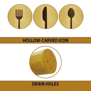 Ensemble de porte-couverts en bambou, organisateur à 3 tubes pour fourchettes, couteaux et cuillères, écologique, pour la cuisine, la table et le tiroir - Product Image 2