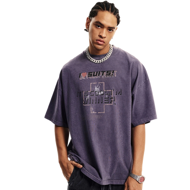 Vintage Oversized Heavyweight 310g Cotton T-shirt, Retro Washed, Custom Embroidery Logo