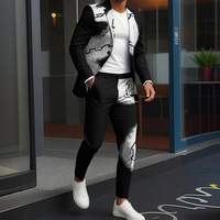 Mode masculine, luxe britannique, affaires et loisirs, veste à imprimé géométrique bicolore, ensemble deux pièces pantalon long