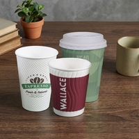 Gobelet à café en papier à double paroi avec couvercle, personnalisable avec logo, écologique, jetable, 8oz, 12oz, 16oz, solution d'emballage pour boissons chaudes à emporter