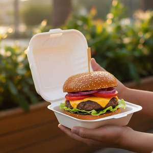 กล่องอาหารแบบใช้แล้วทิ้ง ขนาด 6x6 นิ้ว ทำจากชานอ้อย เป็นมิตรต่อสิ่งแวดล้อม ย่อยสลายได้ เหมาะสำหรับอาหารแบบกลับบ้าน - Product Image 6