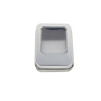 Boîte en métal à prix d'usine avec couvercle transparent, mini conteneur vide portable