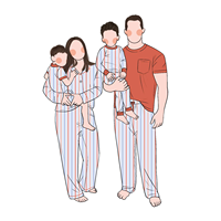 Piyama Bambu Keluarga Seragam Motif Garis untuk Orang Tua dan Anak, Desain Khusus 2026, Populer, 2 Potong Set Celana Pendek untuk Anak