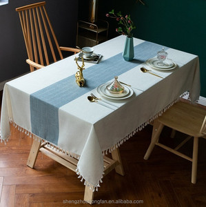 <strong>Tablecloths</strong> for Rectangle Table, Cotton Linen Table Cloth Waterproof <strong>Tablecloth</strong> Wrinkle Free Farmhouse, Soft Fabric with Tassels - Product Image 1