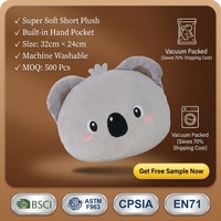 Coussin chauffe-mains personnalisé en peluche, doux et rembourré, motif animal mignon (ours, chat, renard), coussin de sieste, poupée, cadeau d'hiver pour enfants