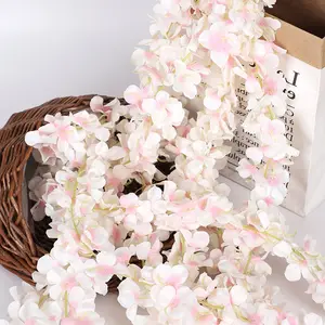 Sen Masine 14 colores disponibles falso colgante Sakura flor vid artificial flor de cerezo guirnalda para boda decoración de oficina en casa