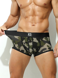 Slip boxer in rete, intimo con tasca a U in rete, elastico in vita largo bianco con logo KS, asciugatura rapida, per <span class=keywords><strong>uomo</strong></span>, sportivo - Product Image 3