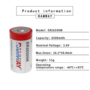 Batteria al litio potente di classe C 3.6V ER26500M 6500mAh S <span class=keywords><strong>ize</strong></span> 26.2*50.0mm batterie primarie - Product Image 5