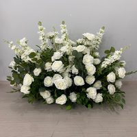 J-FRA008 Vente en gros de chemins de table floraux pour mariage, chemins de table artificiels pour la décoration de mariage, fleurs de mariage, chemins de table en soie