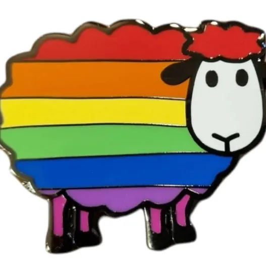 OEM Metal Pin Badge Fabricação Custom Cartoon Logo Rainbow Sheep Esmalte Pin Lapela Pinos