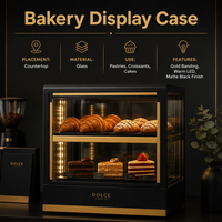 Direkt vom Hersteller: Zweistufige Glas-Bäckereivitrine mit Warm-LED-Beleuchtung für Cafés und Konditoreien - Mindestbestellmenge 1 Stück