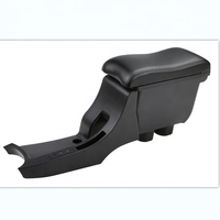Boîte d'accoudoir en cuir PU à surface incurvée pour Nissan Sunny/Kicks Black 7 USB Slide Double Couches Design