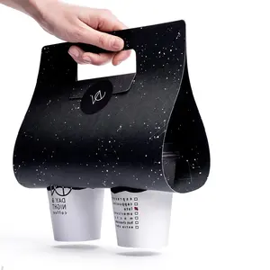 Custom Sturdy Portable Easy to Carry Coffee Cup Paper Holder for 2 Packs