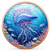 Pièce de monnaie en cuivre pur 999 de 1 oz, série Monde sous-marin 3D en relief UV, édition collector colorée