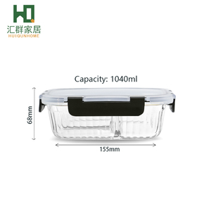Boîte à lunch de préparation de repas en borosilicate de haute qualité avec couvercle transparent ensemble de récipients de stockage des aliments en <span class=keywords><strong>verre</strong></span> - Product Image 6
