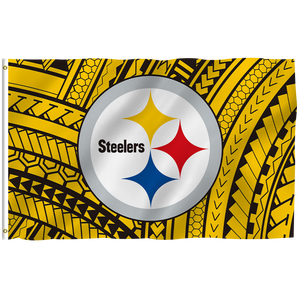 Haute qualité 3x5ft pour équipe de Football <span class=keywords><strong>NFL</strong></span> conception personnalisée bannière Pittsburgh Steelers drapeaux 100% Polyester Stock toutes les équipes - Product Image 1