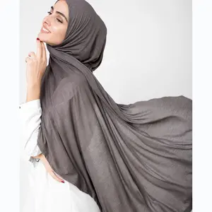 OEM Order Hijab Scarf Supplier High quality Muslim scarf Malaysia tudung Solid Plain Cotton Jersey Hijab shawl