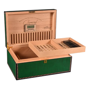Produsen Humidor Cerutu Kayu Cedar Spanyol Berkilau Tinggi Puros Cases dengan Higrometer Digital, Kotak Cerutu Kapasitas Besar 80 CT - Product Image 2