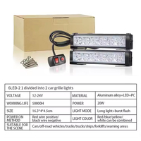 Greenshuo 1 à 2 6Led rouge bleu clignotant lumière de calandre d'urgence stroboscopique LED voyant d'avertissement pour voitures camion