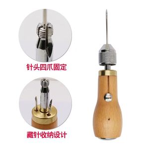Wood Handle Leather Stitching <b>Tool</b> Diy <b>Hand</b> Sewing Machine For Leather Craft Punching And Sewing Equipment - Product Image 3