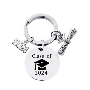 Wholesale Lettered Metal Keychain Backpack Pendant 2024 Graduation Season Gift Stainless Steel Keychain