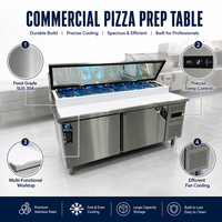 Table de travail réfrigérée professionnelle en acier inoxydable pour restaurant, préparation de sandwichs et pizzas