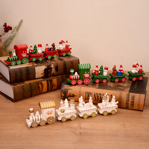 New Arrival 3 Carriage Christmas <b>Wooden</b> <b>Train</b> Ornament Kids Toy Holiday Gift Window Display Handicraft Party Decoration Factory - Product Image 3