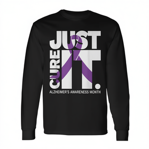 T-shirt à manches longues Just Cure It Alzheimer's Awareness, design ruban violet - Product Image 2