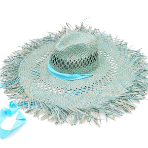 JAKIJAYI vente en gros de chapeau de dame d'été en paille naturelle colorée fait à la main chapeau de paille en raphia pour femmes à large bord avec ceinture en ruban - Product Image 5