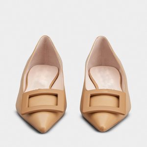 Luxury Famous Brand Leather Upper With Buckle Design <b>Pointed</b> <b>Toe</b> Shape Casual Dress <b>Flat</b> Woman Shoes - Product Image 5