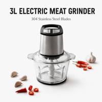 Hachoir Électrique Multifonctionnel en Acier Inoxydable 3L, Hachoir à Viande, Hachoir à Légumes, Trancheuse, Robot Culinaire Domestique