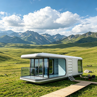 Maison capsule mobile de luxe, structure en aluminium, maison préfabriquée miniature pour glamping, hôtel et zone touristique