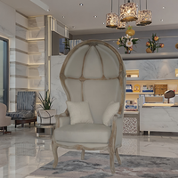 Meubles de salon convertibles français vintage en forme d'oeuf, chaise à baldaquin inclinable en cuir véritable, chaise en chêne avec dôme