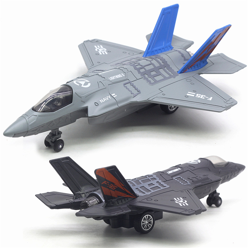 Brinquedo de avião para crianças, modelo de brinquedo de coleção jets F-35, avião de liga metálica com luz e som