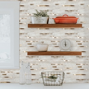 <span class=keywords><strong>KASARO</strong></span> azulejo de salpicadura trasera y azulejo de pelar para cocina, pegatinas de azulejo de pared autoadhesivas decorativas doradas, mosaico de aluminio - Product Image 6
