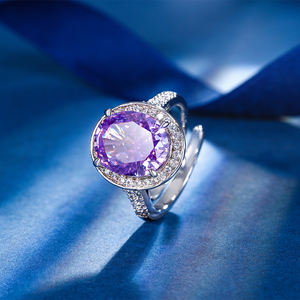 Luxe Fijne Sieraden Rood Geel Roze Paars Gemalen Ijs Geslepen Cz Diamanten Ovale Ring Prinses Diana Edelsteen Vrouwen Verlovingsringen - Product Image 6