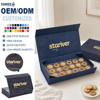 Boîte cadeau magnétique personnalisée à couvercle rabattable, boîte en papier gaufré bleu marine de qualité alimentaire pour kit de pâtisserie, emballage cadeau pour pâtisserie